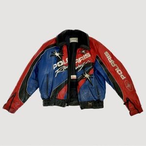 Rare Vintage Polaris Racing Leather Bomber Jacket